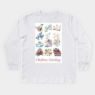 The Twelve Days of Christmas, Christmas Greetings Kids Long Sleeve T-Shirt